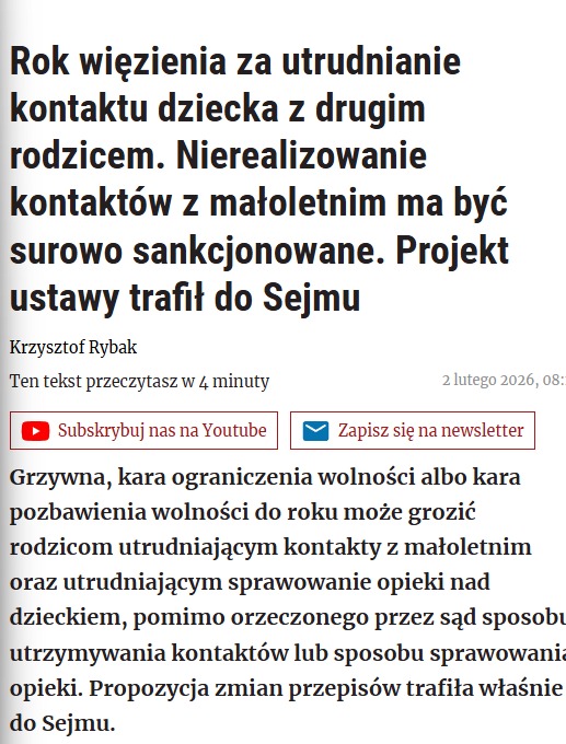 Rok wiezienia za utrudnianie kontaktu